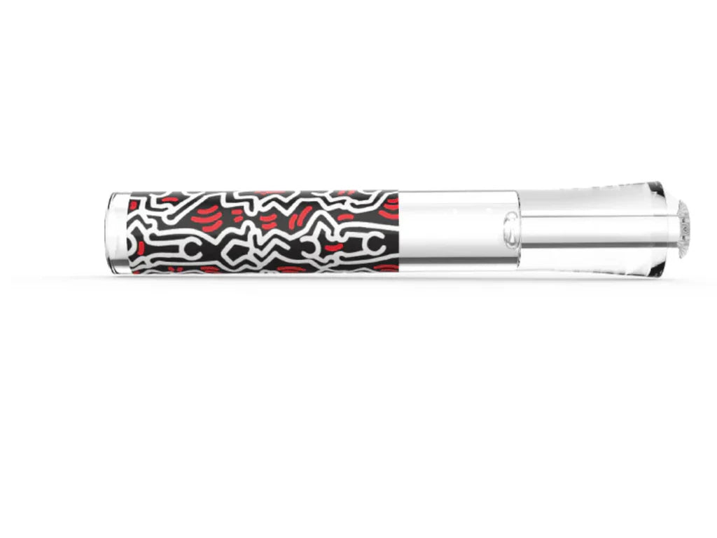 K. HARING TASTE DE VIDRIO NEGRO Y ROJO
