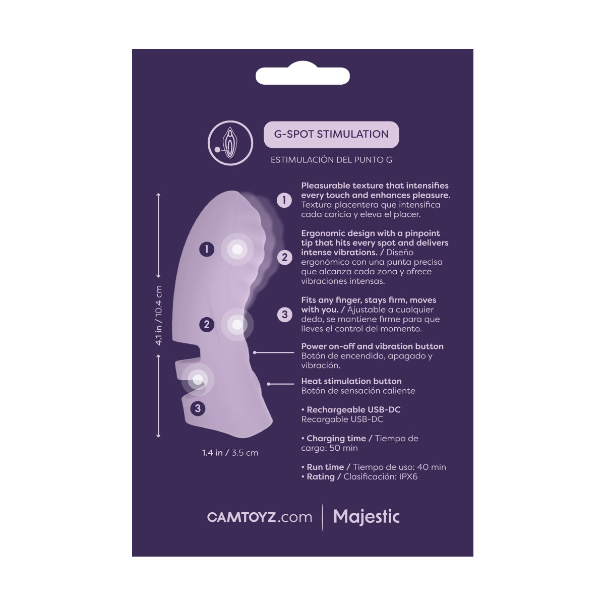 CAMTOYZ VIBRADOR DE DEDO CON SENSACIÓN CALIENTE PARA PUNTO G FING FUN