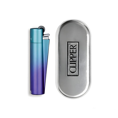 CLIPPER METÁLICA DE LUJO CELESTE CON MORADO