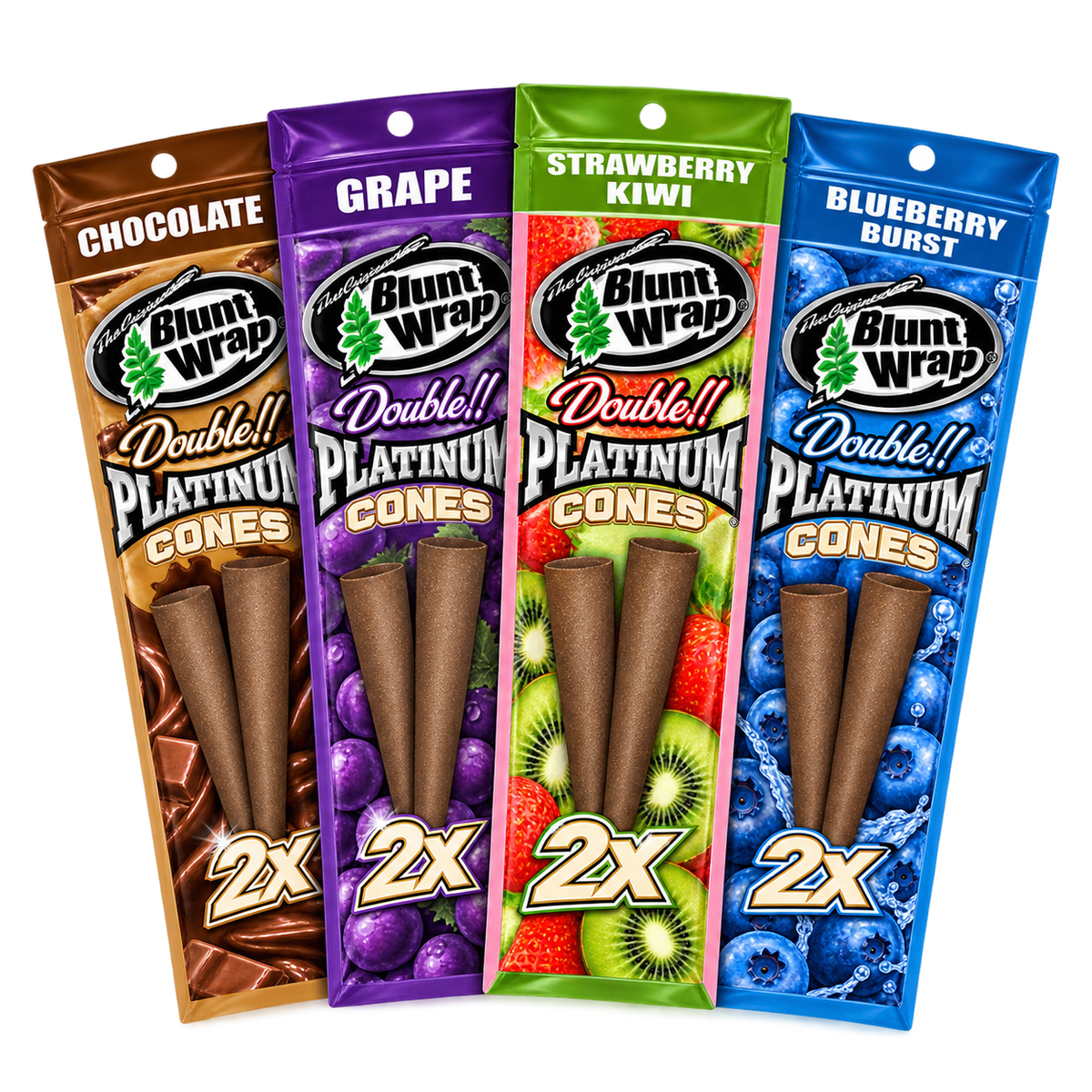 BLUNT WRAP DOUBLE PLATINUM CONES X2