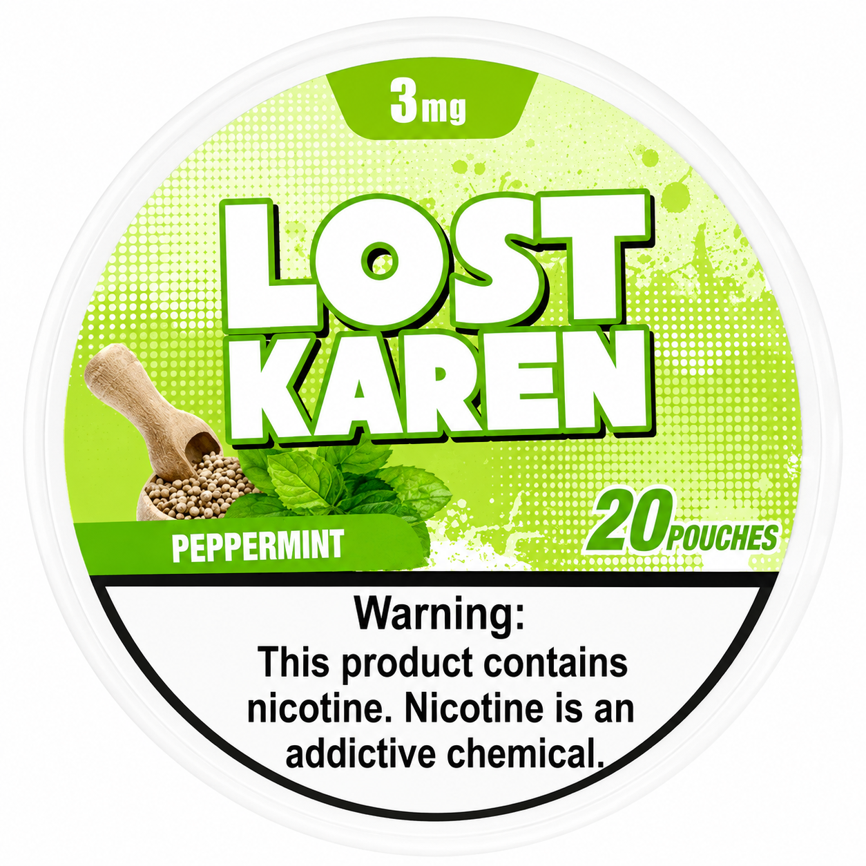 LOST KAREN PEPPERMINT POUCHES X20 3MG