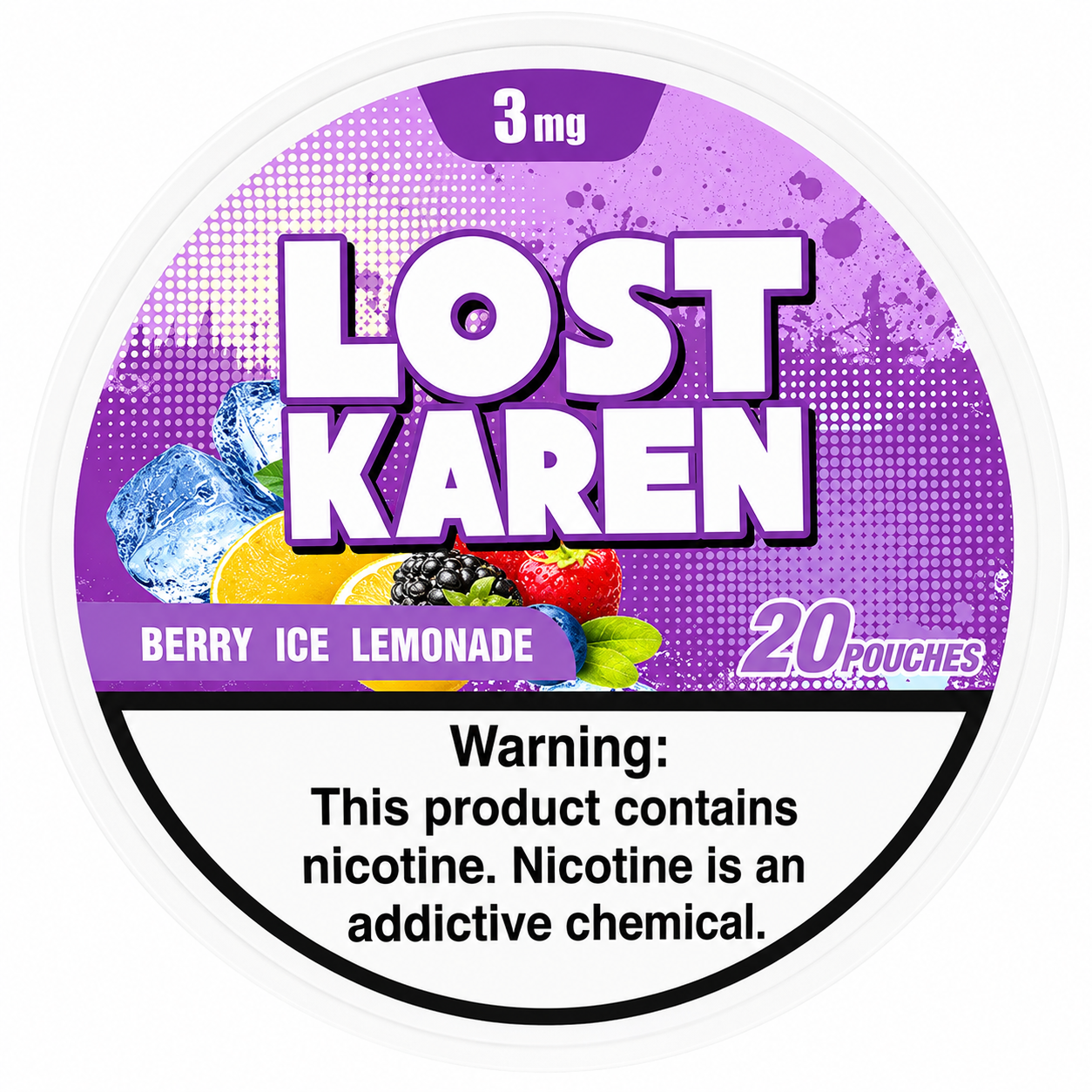 LOST KAREN BERRY ICE LEMONADE POUCHES X20 3MG