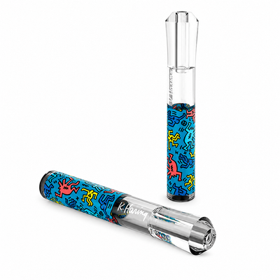 K. HARING TASTER DE VIDRIO AZUL