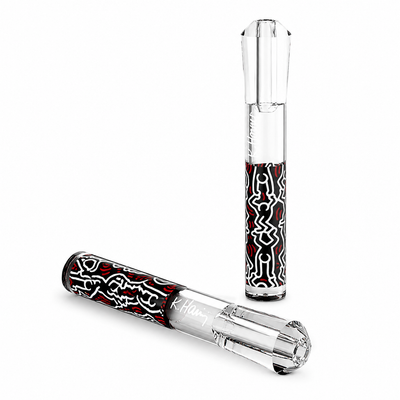 K. HARING TASTE DE VIDRIO NEGRO Y ROJO