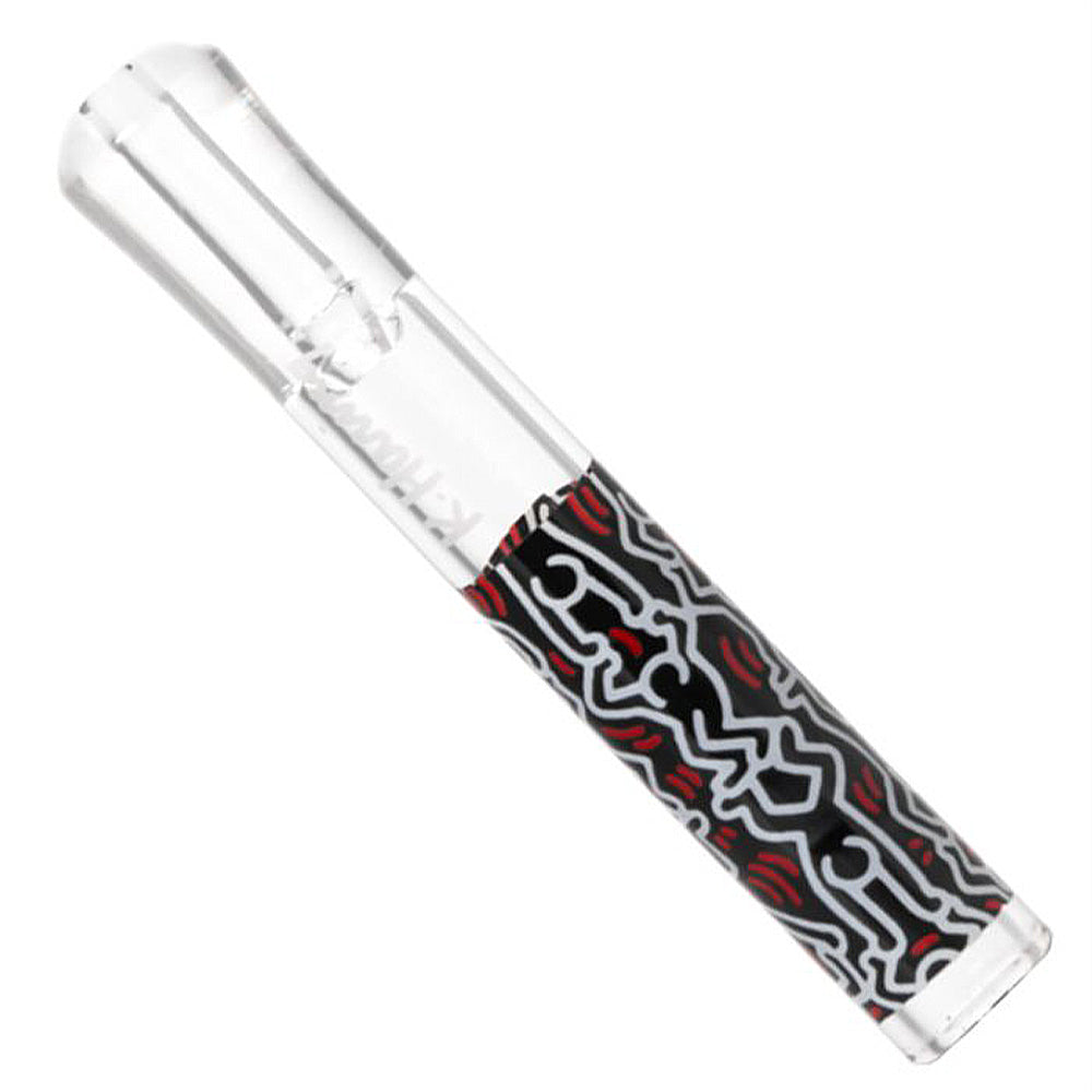 K. HARING TASTE DE VIDRIO NEGRO Y ROJO