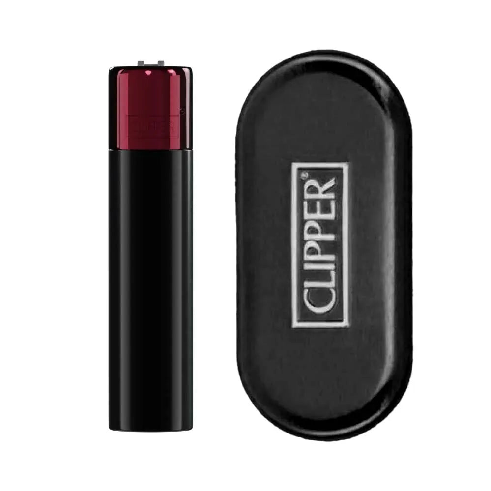 CLIPPER METÁLICA DE LUJO NEGRO CON ROJO