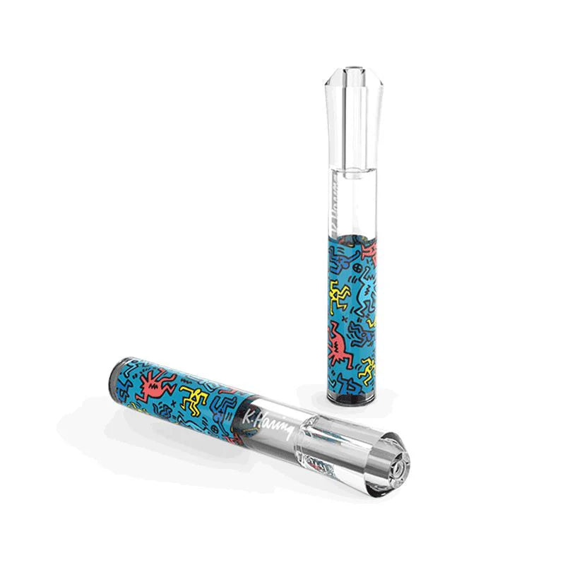 K. HARING TASTER DE VIDRIO AZUL